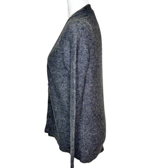 Gap Charcoal Gray Silver Metallic Wool Blend Button Front Cardigan - Picture 4 of 9